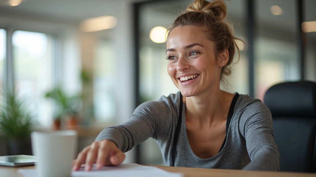 Persoon die strekt en beweegt op kantoor